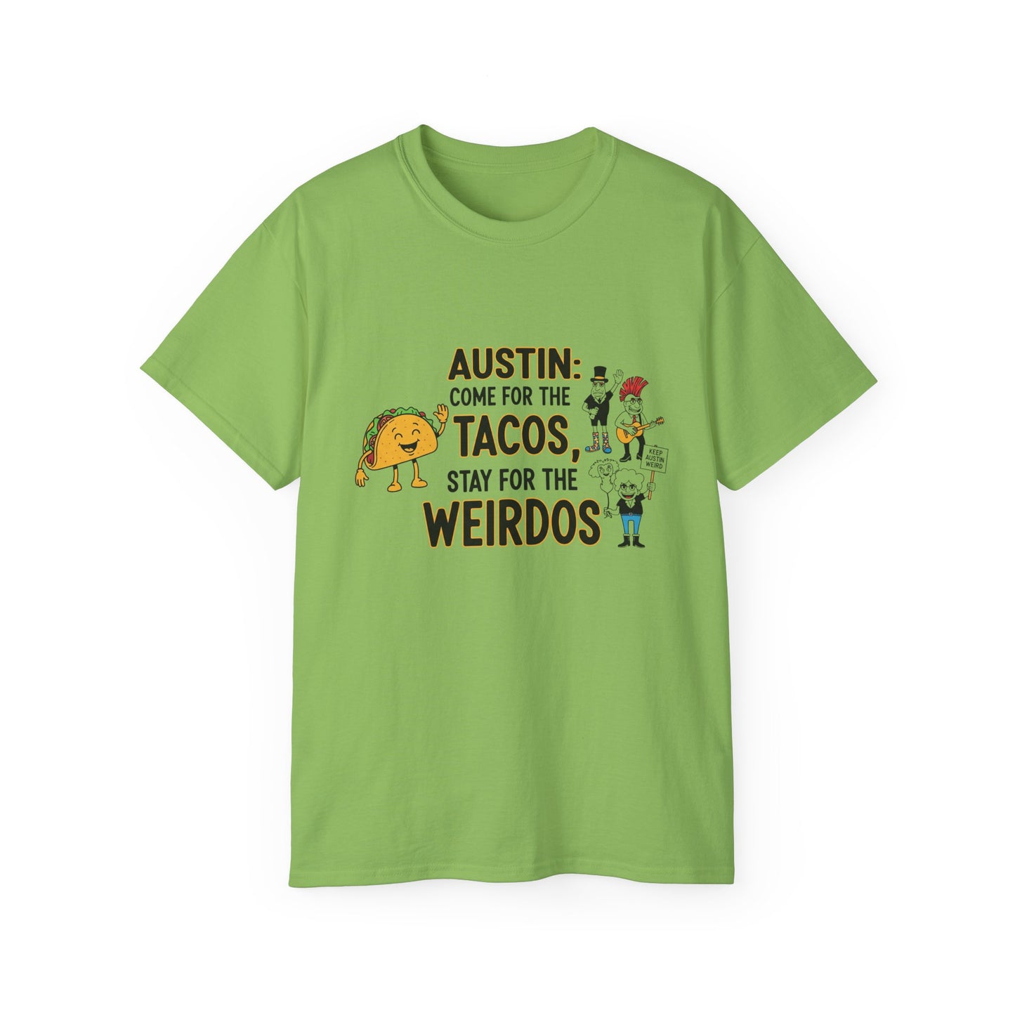 Austin Tacos & Weirdos Tee | Keep Austin Weird | Fun Unisex Cotton Shirt | Perfect for Food Lovers, Casual Outfits, Gift for Friends