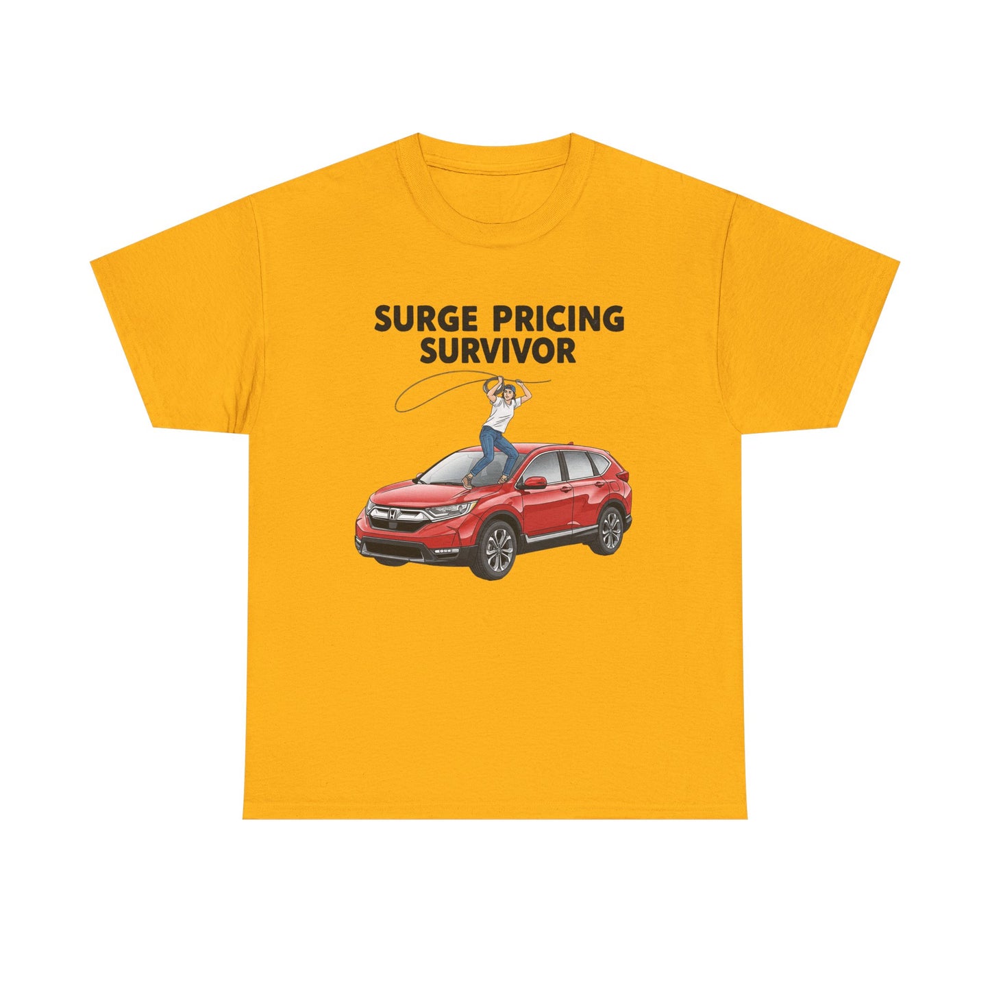 Surge Pricing Survivor Unisex Heavy Cotton Tee, Funny Shirt for Rideshare Drivers, Gift for Gig Economy Workers, Casual Wear