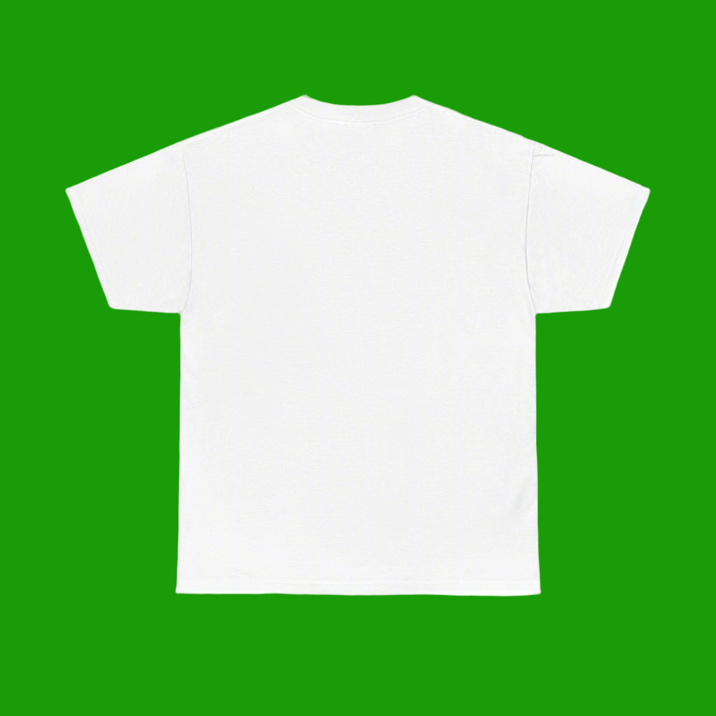 Plain white t-shirt on a light green background